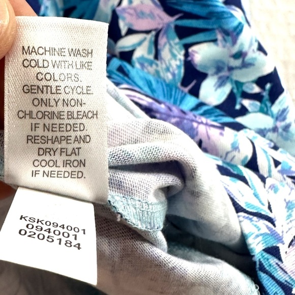 🌸2/$25 J.Jill Blue Purple Floral Leaf Print A-line skirt Pull-on with Pockets - Picture 8 of 8